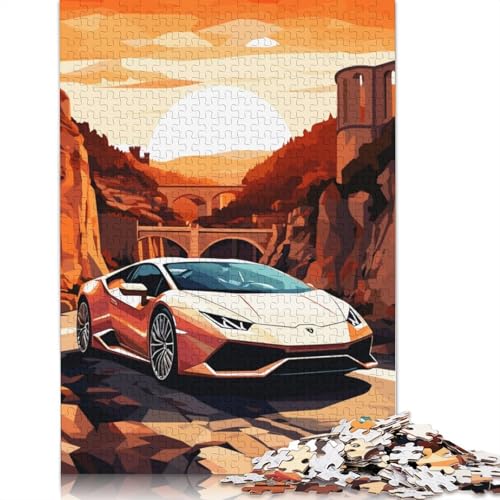 Kunst-Sportwagen-Puzzle, einzigartige Heimdekoration, 100% recyceltes Holzpuzzle für Erwachsene, Kindertagsgeschenke, 520 Teile (52 x 38 cm) von LMYmoney