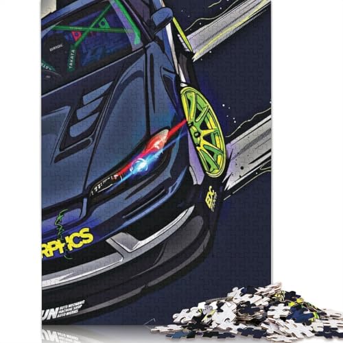Kunst-Sportwagen-Puzzle, einzigartige Heimdekoration, 100% recyceltes Holzpuzzle für Jungen oder Mädchen, 1000 Teile (75 x 50 cm) von LMYmoney