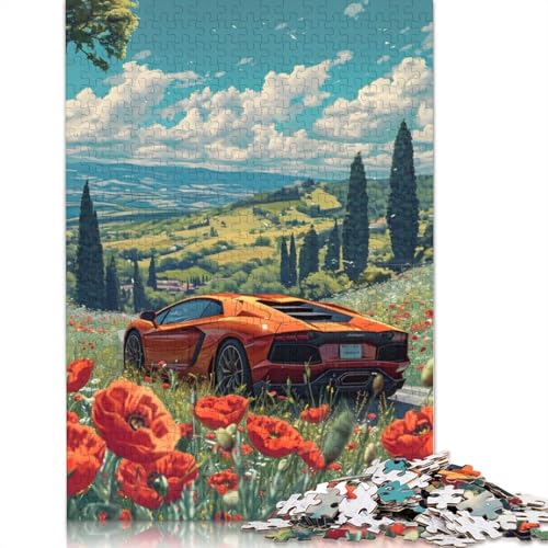 Kunst-Sportwagen-Puzzle, einzigartige Heimdekoration, 100% recyceltes Holzpuzzle für Jungen oder Mädchen, 520 Teile (52 x 38 cm) von LMYmoney