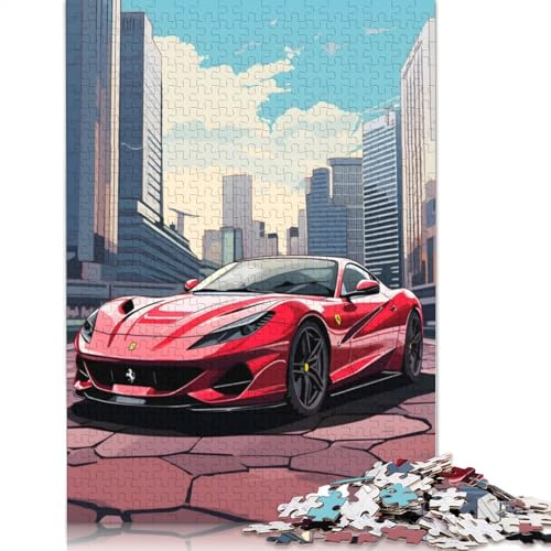 Kunst-Sportwagen-Puzzle, einzigartige Heimdekoration, 100% recyceltes Holzpuzzle für Jungen oder Mädchen, 520 Teile (52 x 38 cm) von LMYmoney