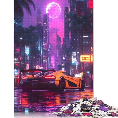 Kunst-Sportwagen-Puzzle, herausfordernd und knifflig, 100% recyceltes Holzpuzzle für Erwachsene und Kinder, 520 Teile (52 x 38 cm) von LMYmoney