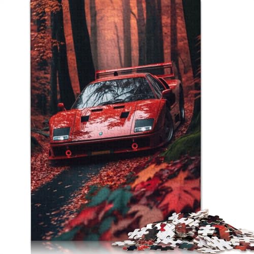 Kunst-Sportwagen-Puzzle, rechteckiges Holzbrett, 100 Prozent recyceltes Holzpuzzle für Erwachsene und Kinder, Geschenke, 1000 Teile (75 x 50 cm) von LMYmoney
