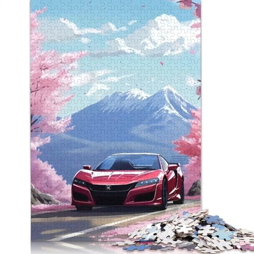Kunst-Sportwagen-Puzzle, rechteckiges Holzbrett, 100 Prozent recyceltes Holzpuzzle für Erwachsene und Kinder, Geschenke, 1000 Teile (75 x 50 cm) von LMYmoney