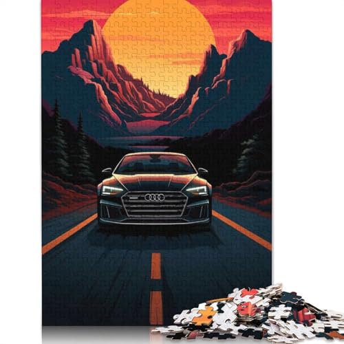 Kunst-Sportwagen-Puzzle, rechteckiges Holzbrett, 100 Prozent recyceltes Holzpuzzle für Erwachsene und Kinder, Geschenke, 1500 Teile (85 x 57 cm) von LMYmoney