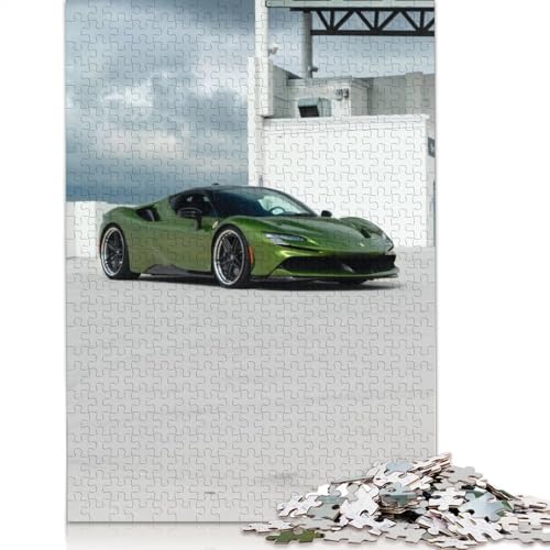 Kunst-Sportwagen-Puzzle, rechteckiges Holzbrett, 100 Prozent recyceltes Holzpuzzle für Erwachsene und Kinder, Geschenke, 520 Teile (52 x 38 cm) von LMYmoney