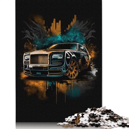Kunst-Sportwagen-Puzzle, rechteckiges Holzbrett, 100% recyceltes Holzpuzzle für Erwachsene, Kindertagsgeschenke, 1000 Teile (75 x 50 cm) von LMYmoney