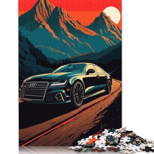 Kunst-Sportwagen-Puzzle, rechteckiges Holzbrett, 100% recyceltes Holzpuzzle für Erwachsene, Kindertagsgeschenke, 1000 Teile (75 x 50 cm) von LMYmoney