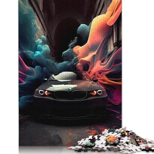 Kunst-Sportwagen-Puzzle, rechteckiges Holzbrett, 100% recyceltes Holzpuzzle für Erwachsene, Kindertagsgeschenke, 1000 Teile (75 x 50 cm) von LMYmoney