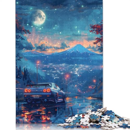 Kunst-Sportwagen-Puzzle, rechteckiges Holzbrett, 100% recyceltes Holzpuzzle für Erwachsene, Kindertagsgeschenke, 1500 Teile (85 x 57 cm) von LMYmoney