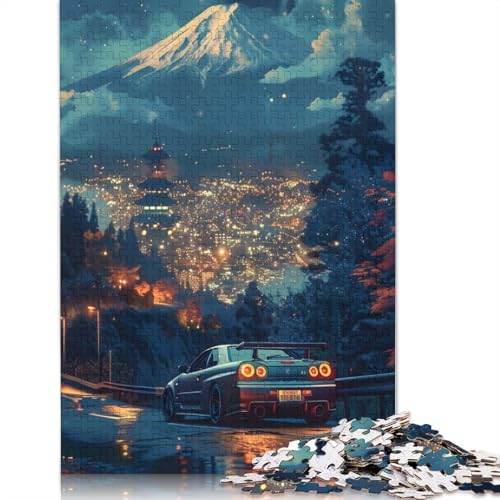 Kunst-Sportwagen-Puzzle, rechteckiges Holzbrett, 100% recyceltes Holzpuzzle für Erwachsene, Kindertagsgeschenke, 1500 Teile (85 x 57 cm) von LMYmoney