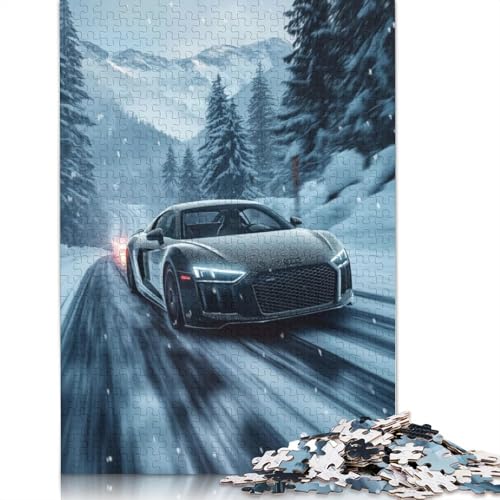 Kunst-Sportwagen-Puzzle, rechteckiges Holzbrett, 100% recyceltes Holzpuzzle für Erwachsene, Kindertagsgeschenke, 1500 Teile (85 x 57 cm) von LMYmoney