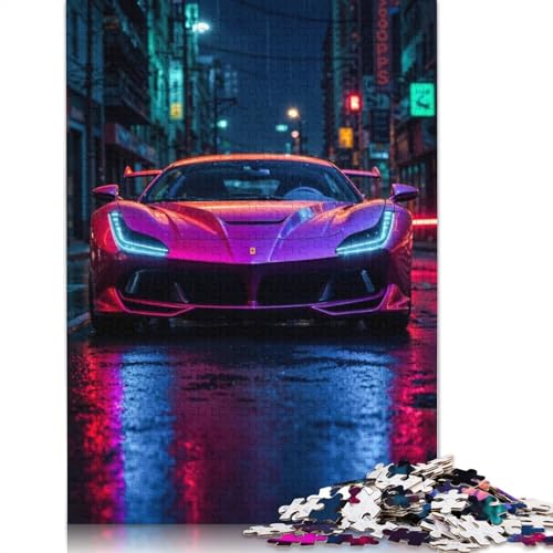 Kunst-Sportwagen-Puzzle, rechteckiges Holzbrett, 100% recyceltes Holzpuzzle für Erwachsene, Kindertagsgeschenke, 1500 Teile (85 x 57 cm) von LMYmoney