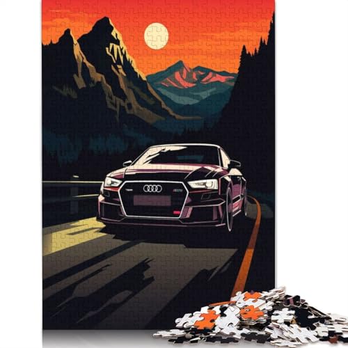Kunst-Sportwagen-Puzzle, rechteckiges Holzbrett, 100% recyceltes Holzpuzzle für Erwachsene, Kindertagsgeschenke, 1500 Teile (85 x 57 cm) von LMYmoney
