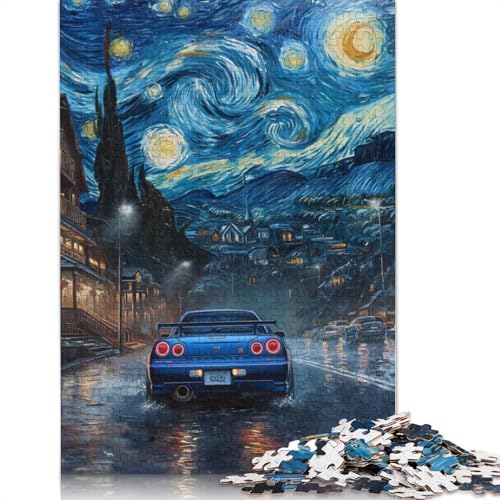 Kunst-Sportwagen-Puzzle, rechteckiges Holzbrett, 100% recyceltes Holzpuzzle für Erwachsene, Kindertagsgeschenke, 520 Teile (52 x 38 cm) von LMYmoney