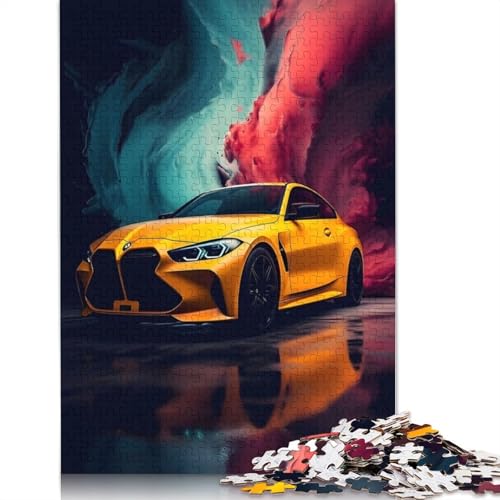 Kunst-Sportwagen-Puzzle, rechteckiges Holzbrett, 100% recyceltes Holzpuzzle für Erwachsene, Kindertagsgeschenke, 520 Teile (52 x 38 cm) von LMYmoney