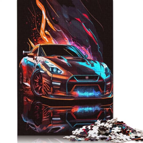 Kunst-Sportwagen-Puzzle, rechteckiges Holzbrett, 100% recyceltes Holzpuzzle für Erwachsene, Kindertagsgeschenke, 520 Teile (52 x 38 cm) von LMYmoney