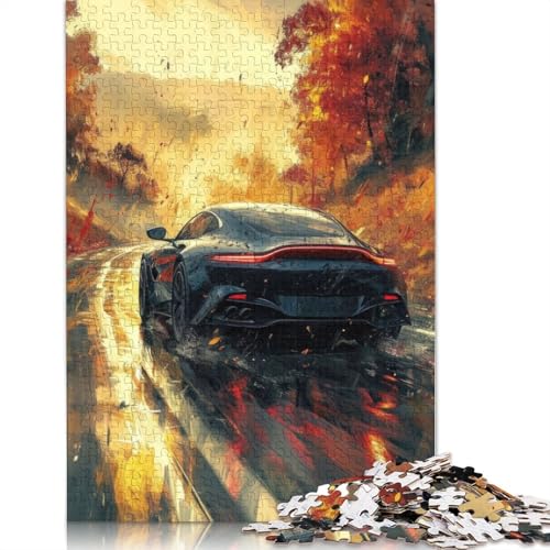 Kunst-Sportwagen-Puzzle, rechteckiges Holzbrett, 100% recyceltes Holzpuzzle für Erwachsene, Kindertagsgeschenke, 520 Teile (52 x 38 cm) von LMYmoney