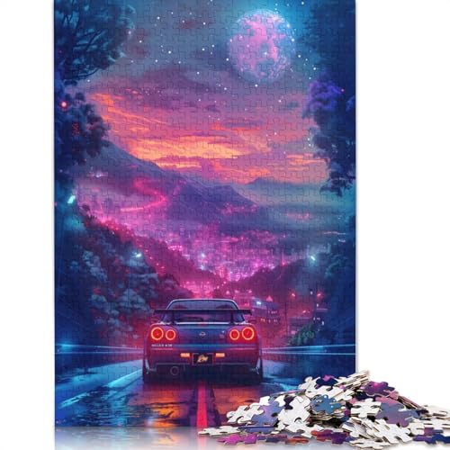 Kunst-Sportwagen-Puzzle, rechteckiges Holzbrett, 100% recyceltes Holzpuzzle für Erwachsene, Kindertagsgeschenke, 520 Teile (52 x 38 cm) von LMYmoney