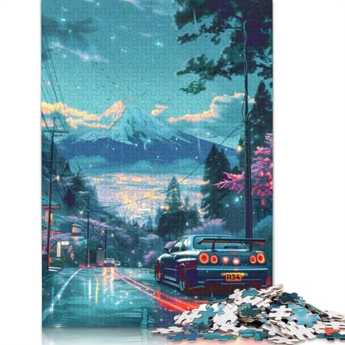 Kunst-Sportwagen-Puzzle, rechteckiges Holzbrett, 100% recyceltes Holzpuzzle für Erwachsene, Kindertagsgeschenke, 520 Teile (52 x 38 cm) von LMYmoney