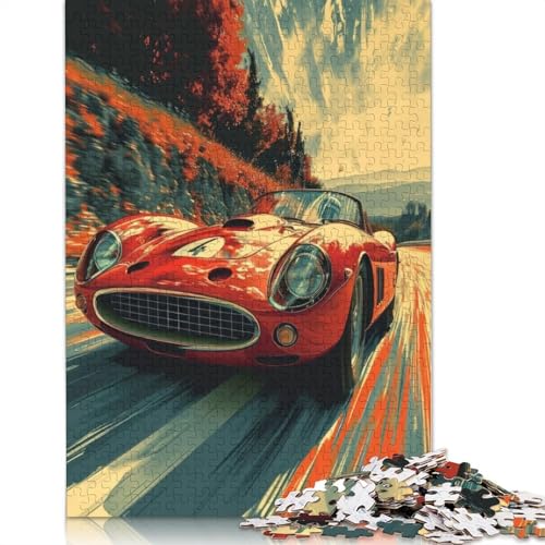 Kunst-Sportwagen-Puzzle, rechteckiges Holzbrett, rechteckiges Holzpuzzle für Erwachsene und Kinder, Geschenke, 520 Teile (52 x 38 cm) von LMYmoney