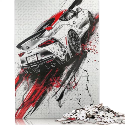 Kunst-Sportwagen-Puzzle, schwierig, 100 Prozent recyceltes Holzpuzzle für Frauen und Männer, Vatertagsgeschenke, 520 Teile (52 x 38 cm) von LMYmoney