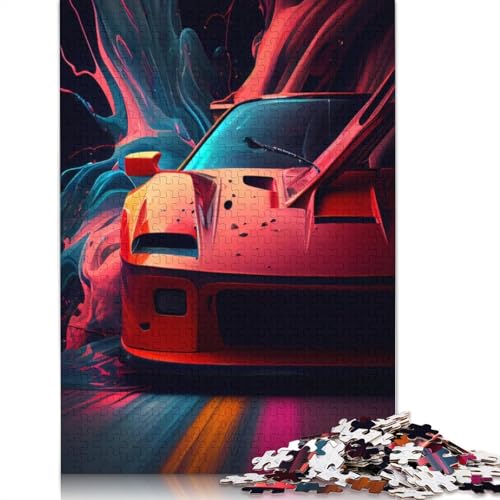 Kunst-Sportwagen-Puzzle, schwierige Herausforderung, 100 Prozent recyceltes Holzpuzzle für Erwachsene, Teenager, 1500 Teile (85 x 57 cm) von LMYmoney