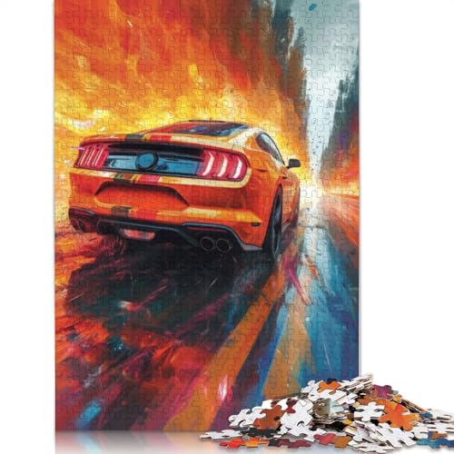 Kunst-Sportwagen-Puzzle, schwierige Herausforderung, 100 Prozent recyceltes Holzpuzzle für Frauen und Männer, Muttertagsgeschenke, 520 Teile (52 x 38 cm) von LMYmoney