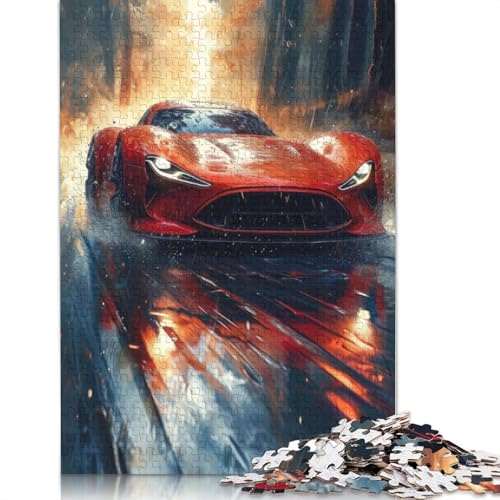 Kunst-Sportwagen-Puzzle, umweltfreundliche Materialien, 100% recyceltes Holz, Puzzle für Frauen und Männer, einzigartiges Geschenk, 520 Teile (52 x 38 cm) von LMYmoney