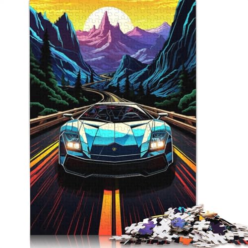 Kunst-Sportwagen-Puzzle zum Stressabbau, 100% recyceltes Holzpuzzle für Erwachsene und Kinder, einzigartiges Geschenk, 520 Teile (52 x 38 cm) von LMYmoney