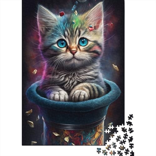 Kunst-Tier-Katzen-Puzzle, schwierige Herausforderung, 100 Prozent recycelter Karton, Puzzle für Frauen und Männer, 1000 Teile (75 x 50 cm) von LMYmoney