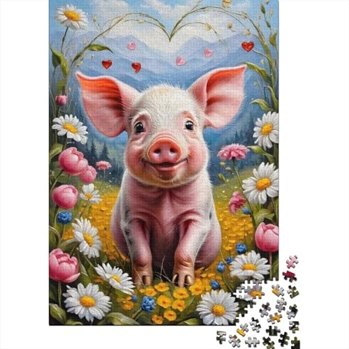 Kunst-Tier-Schweine-Puzzle, schwierige Herausforderung, 100 Prozent recycelter Karton, Puzzle für Frauen und Männer, 1000 Teile (75 x 50 cm) von LMYmoney