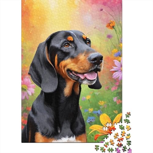 Kunstblumen- und Hunde-Puzzle, Dekompressionsspielzeug, rechteckiges Papierpuzzle für Kinder und Erwachsene ab 12 Jahren, 1000 Teile (75 x 50 cm) von LMYmoney