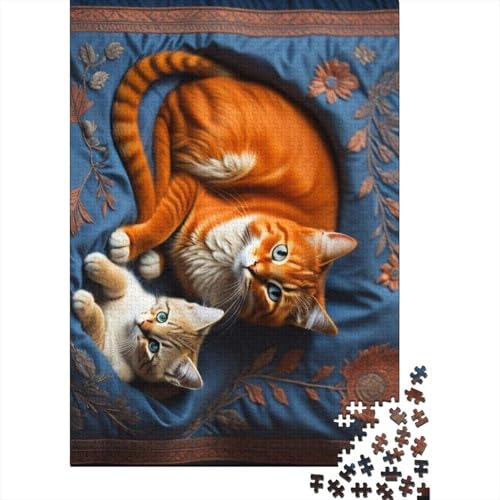 Kunsttier-Katzen-Puzzle, Dekompressionsspielzeug, rechteckiges Papierpuzzle für Kinder und Erwachsene ab 12 Jahren, 1000 Teile (38 x 26 cm) von LMYmoney