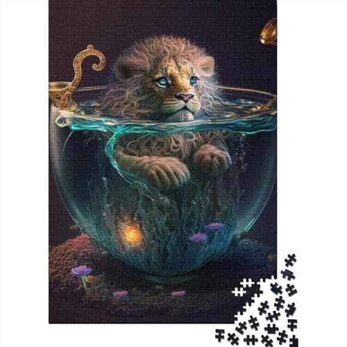 Kunsttier-Löwe-Puzzle, Dekompressionsspielzeug, rechteckiges Papierpuzzle für Kinder und Erwachsene ab 12 Jahren, 1000 Teile (38 x 26 cm) von LMYmoney