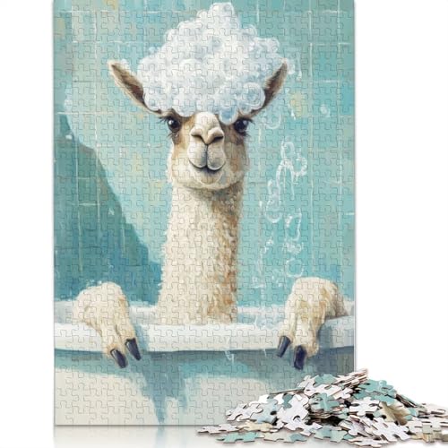 Lama-Badezeit-Puzzle, Lernspiele, Familienaktivitäten, Premium-Karton-Puzzle für Frauen und Männer, 1000 Teile (75 x 50 cm) von LMYmoney
