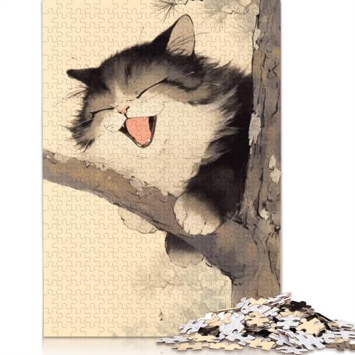 Laughing Cat Puzzle 1000-teilige Schwer Puzzle Spielzeug Lernspiel Impossible Herausforderungsspielzeug Für Erwachsene Und Kinder Ab 12 Jahren 1000pcs (75x50cm) von LMYmoney