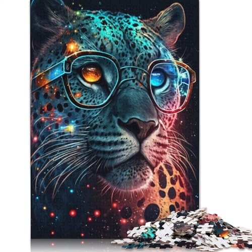 Leopard mit Brille, Puzzle, schwierig, 100% recycelter Karton, Puzzle für Frauen und Männer, 1000 Teile (75 x 50 cm) von LMYmoney
