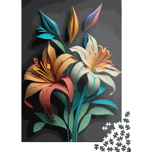 Lilies Flowers Puzzle 1000 Teile Schwer Puzzle Spielzeug Lernspiel Impossible Herausforderungsspielzeug Für Erwachsene Und Kinder Ab 12 Jahren 1000pcs (38x26cm) von LMYmoney