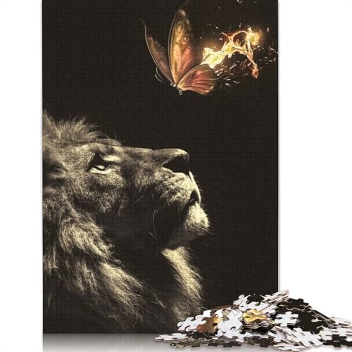 Lion Burning Butterfly Puzzle 1000-teilige Schwer Puzzle Spielzeug Lernspiel Impossible Herausforderungsspielzeug Für Erwachsene Kinder 1000pcs (38x26cm) von LMYmoney