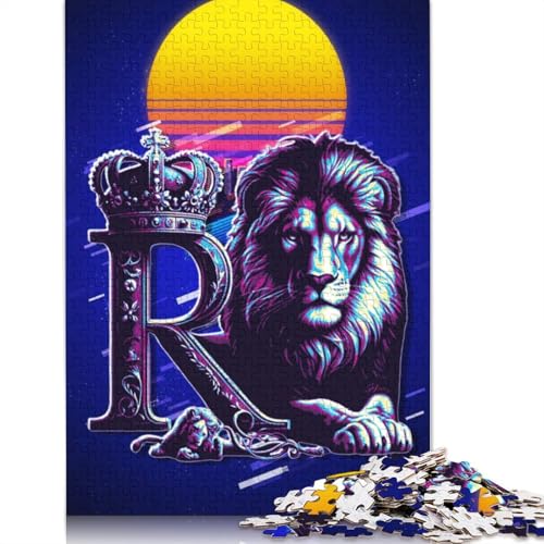 Lion King Retro Art Puzzle 1000 Teile Schwer Puzzle Spielzeug Lernspiel Impossible Herausforderungsspielzeug Für Erwachsene Kinder 1000pcs (75x50cm) von LMYmoney