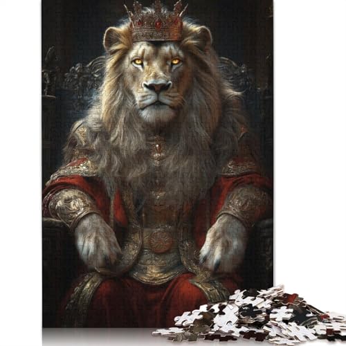 Lion Monarch of The Wild Puzzle 1000-teilige Schwer Puzzle Spielzeug Lernspiel Impossible Herausforderungsspielzeug Für Erwachsene Kinder 1000pcs (75x50cm) von LMYmoney