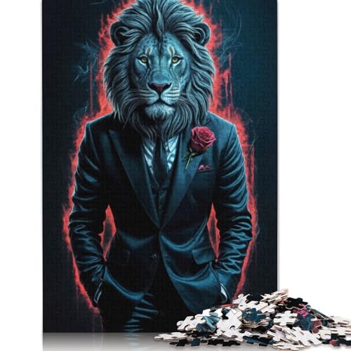 Lion in Suit Puzzles 1000-teilige Schwer Puzzle Spielzeug Lernspiel Impossible Herausforderungsspielzeug Für Erwachsene Kinder 1000pcs (38x26cm) von LMYmoney