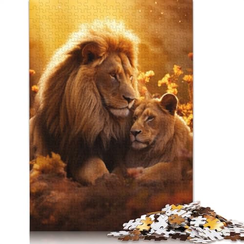 Löwe-Löwin, Romantisches Liebespuzzle, schwierige Herausforderung, 100 Prozent recycelter Karton, Puzzle für Frauen und Männer, Muttertagsgeschenke, 1000 Teile (75 x 50 cm) von LMYmoney