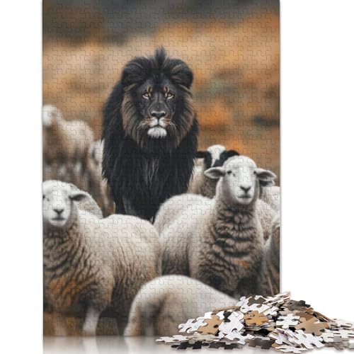 Löwe-Schwarzes-Schaf-Fantasy-Puzzle, freundliche Materialien, 100 Prozent recycelte Pappe, Puzzle für Erwachsene und Kinder, 1000 Teile (75 x 50 cm) von LMYmoney