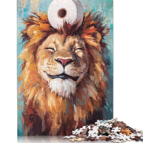 Löwe mit Toilettenpapier, Puzzlespielzeug für Erwachsene, Lernspiel, Puzzlespiele für Erwachsene für Frauen und Männer, 520 Teile (52 x 38 cm) von LMYmoney