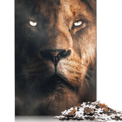 Löwengesicht-Puzzle, hochwertiges, rechteckiges Puzzle aus 100% recyceltem Kartonpapier für Jungen und Mädchen, 1000 Teile (26 x 38 cm) von LMYmoney