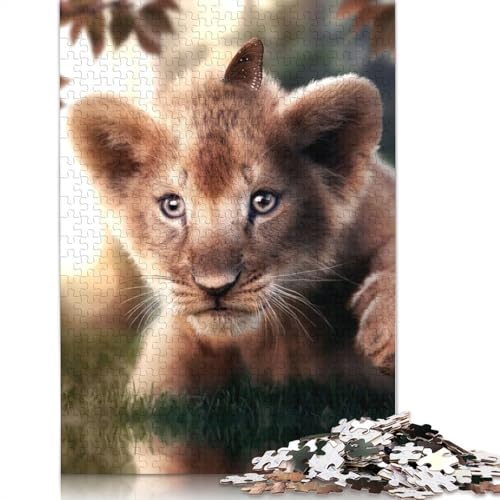 Löwenjunges und Schmetterlings-Puzzle, kreative Spiele, 100 Prozent recycelter Karton, Puzzle für Erwachsene, 1000 Teile (75 x 50 cm) von LMYmoney