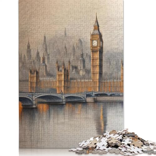 London in Lake Puzzles 1000 Teile Schwer Puzzle Spielzeug Lernspiel Impossible Herausforderungsspielzeug Für Erwachsene Kinder 1000pcs (38x26cm) von LMYmoney