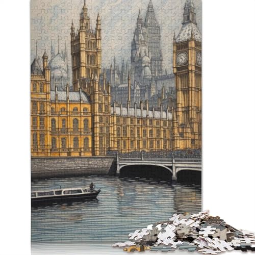 London in Pencil Puzzle 1000 Teile Schwer Puzzle Spielzeug Lernspiel Impossible Herausforderung Spielzeug Für Erwachsene Kinder 1000pcs (38x26cm) von LMYmoney