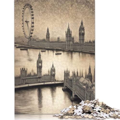 London in Sky Puzzle 1000 Teile Schwer Puzzle Spielzeug Pädagogisches Spiel Impossible Herausforderung Spielzeug Für Erwachsene Kinder 1000pcs (38x26cm) von LMYmoney